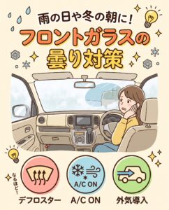 【冬本番前の必須チェック！】雨や早朝にフロントガラスが真っ白に曇る原因と対策！エアコンの正しい使い方知ってますか？🚗💨